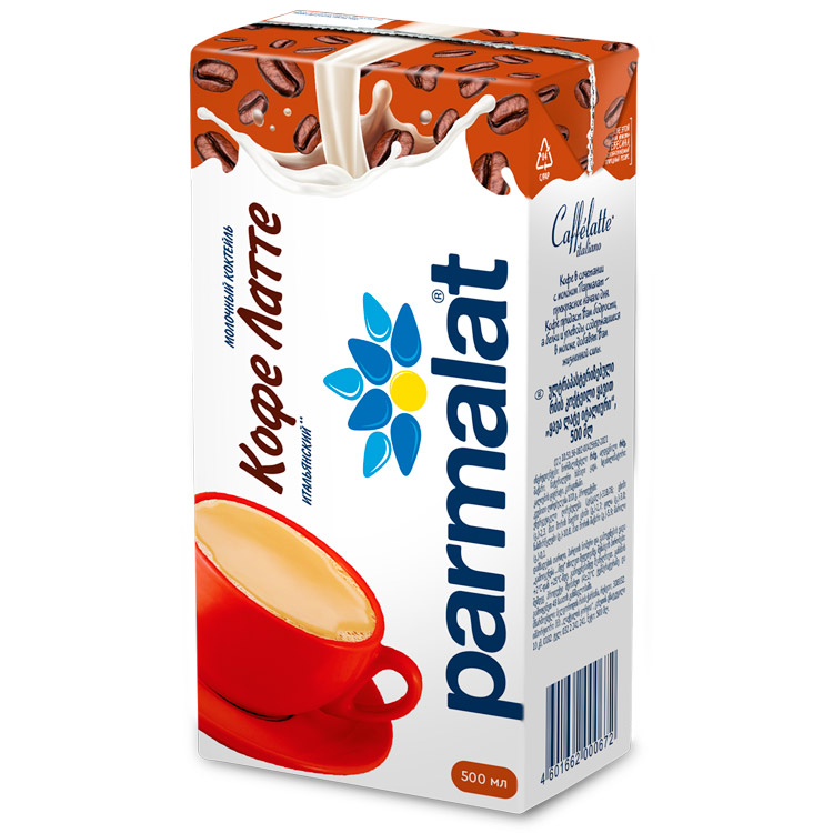 Молочный кофейный коктейль CAFFE LATTE 500мл тетраэдж Parmalat