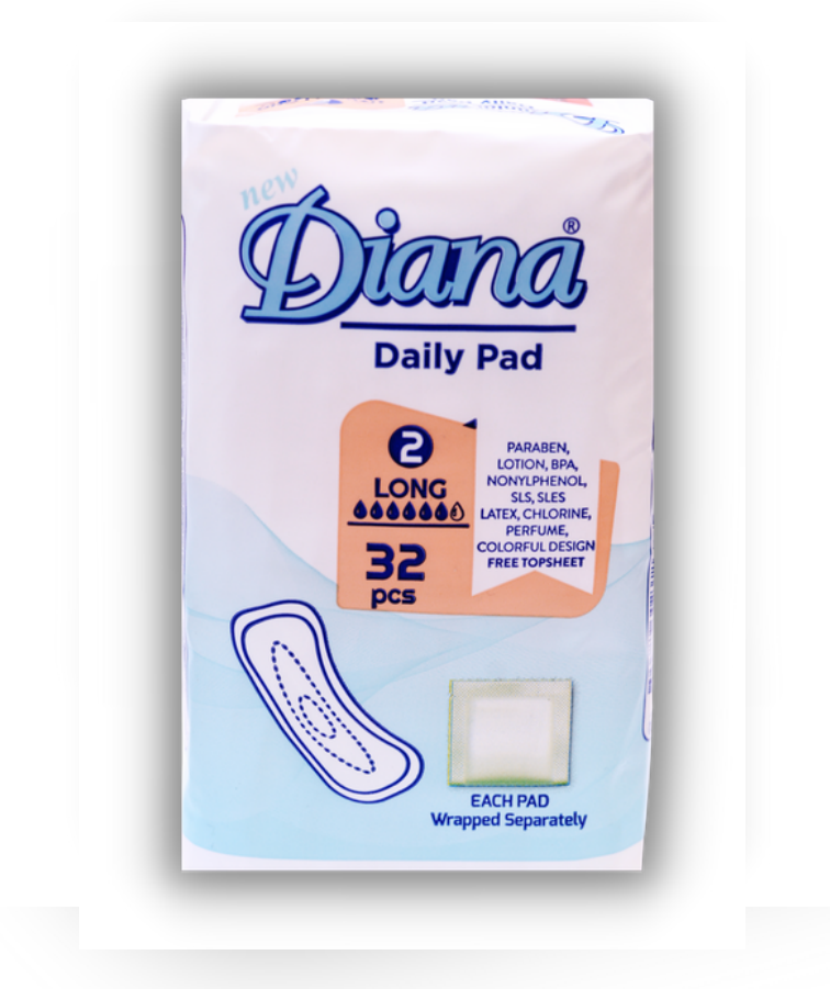 Женские прокладки Ежедневки широкие Dayly Pad Long 32шт Diana