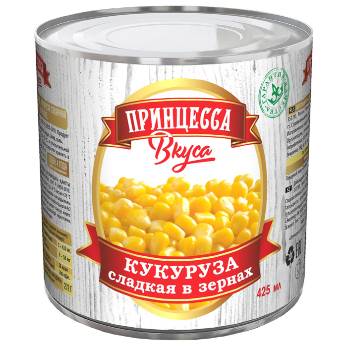 Кукуруза высший сорт 425мл жб Принцесса Вкуса