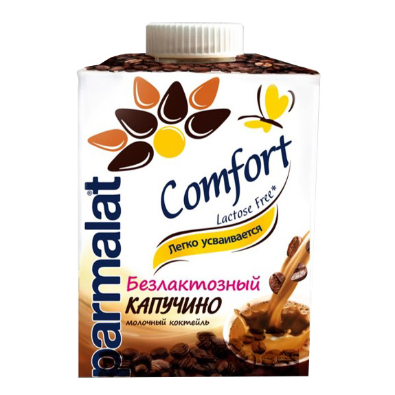 Молочный коктейль капучино безлактозный 500мл тетраэдж Parmalat Comfort