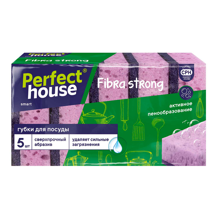 Губки для посуды Fibra Strong, 5шт Perfect House