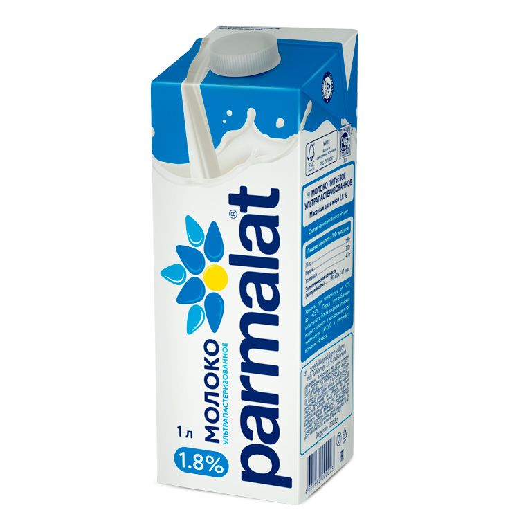 Молоко ультрапастеризованное 1,8% 1л тетраЭдж Parmalat