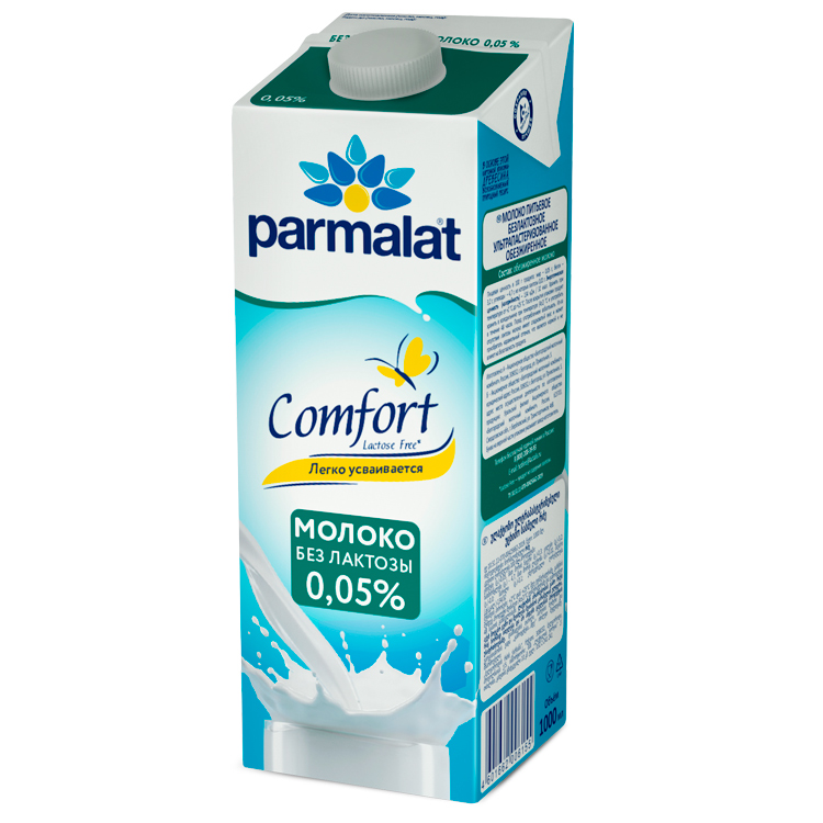 Молоко ультрапастеризованное Безлактозное Comfort 0,05% 1л тетраЭдж Parmalat