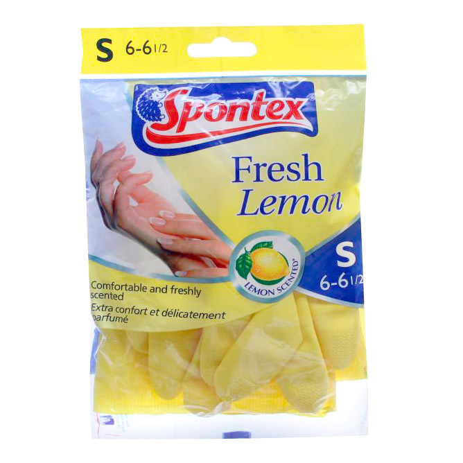 Перчатки  резиновые желтые с запахом лимона 23 см 1шт S мал Fresh LemonSpontex