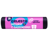 Пакеты для мусора повышеной прочности с завязками 35л 10шт Celesta Пакеты для мусора повышеной прочности с завязками 35л 10шт Celesta